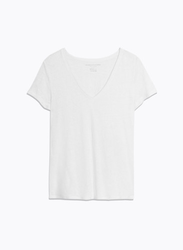 V-neck Short Sleeve T-shirt Linen / Elastane