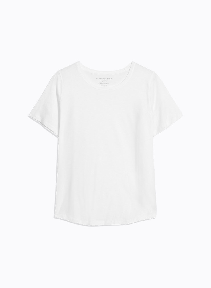 T-shirt Col Rond Manches Courtes en Lyocel / Tencel / Coton