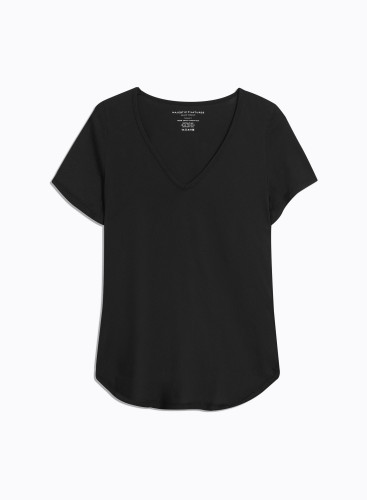 T-Shirt mit V-Ausschnitt und kurzen Ärmeln aus Bio-Baumwolle
