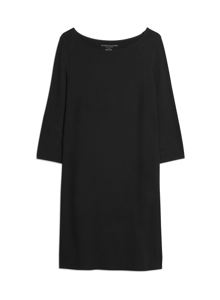 Robe Manches 3/4 Col Bateau en Viscose / Elasthanne