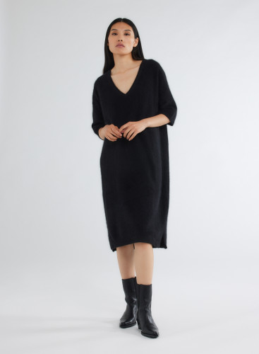 Sweater Elbow Sleeves V-neck in Raccoon wool / Polyamide