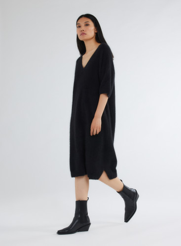 Sweater Elbow Sleeves V-neck in Raccoon wool / Polyamide