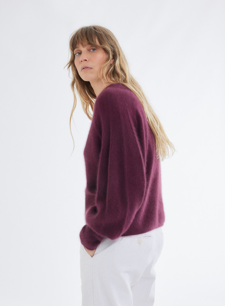 Pullovers Manches Raglan longues Col V en Raccon wool / Polyamide