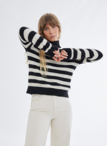 Pull Manches Longues Col Montant en Raccoon wool / Polyamide