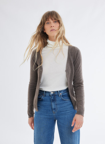 Long Sleeves Cardigan V-neck in Wool / Cashmere