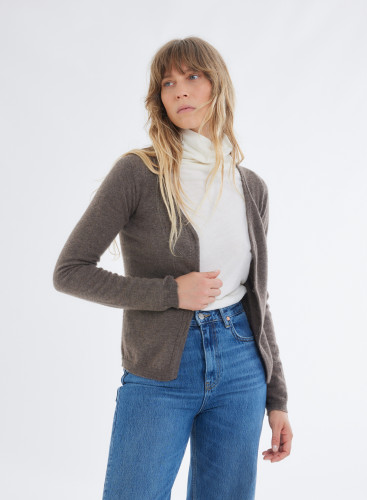 Long Sleeves Cardigan V-neck in Wool / Cashmere