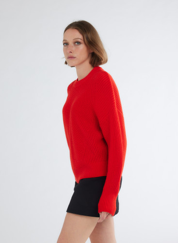 Pull Manches Longues Col Rond en Laine Merinos