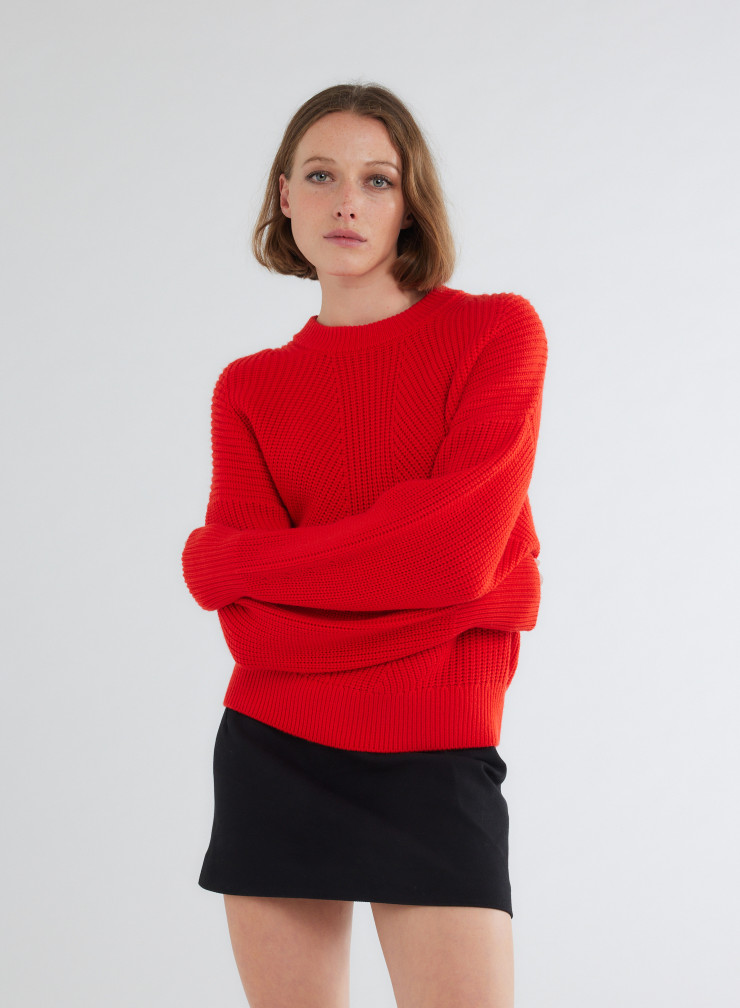 Pullovers Manches Longues Col Rond en Laine merinos