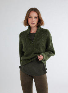 Pullovers Manches Longues Col Montant en Laine merinos