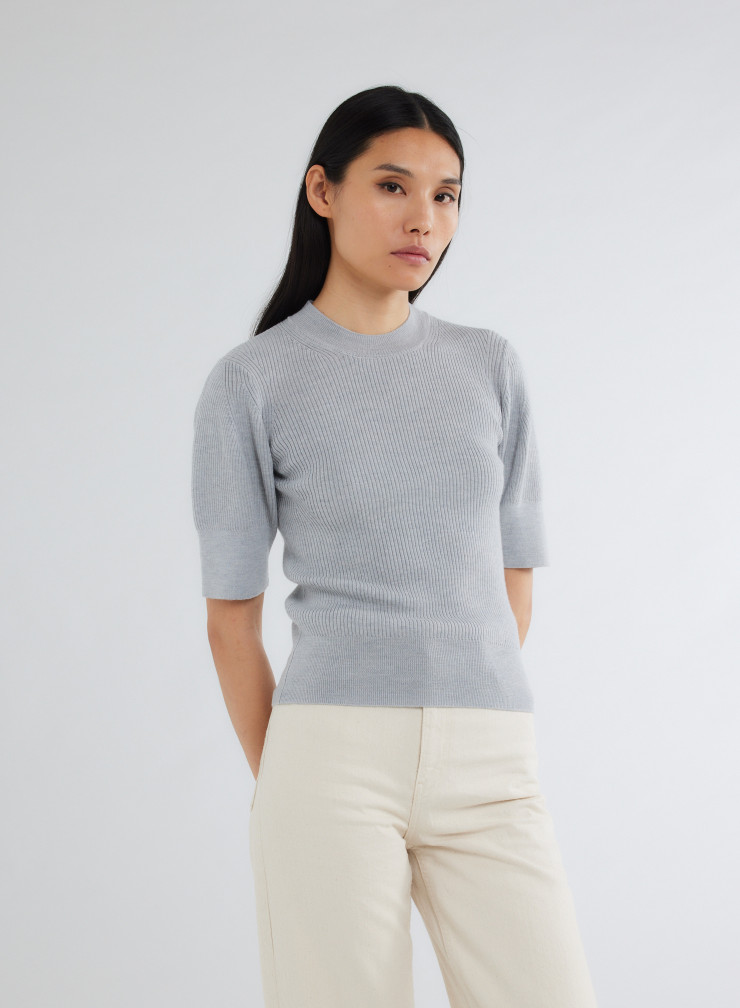 Pullovers Manches Coudes Col Rond en Laine merinos