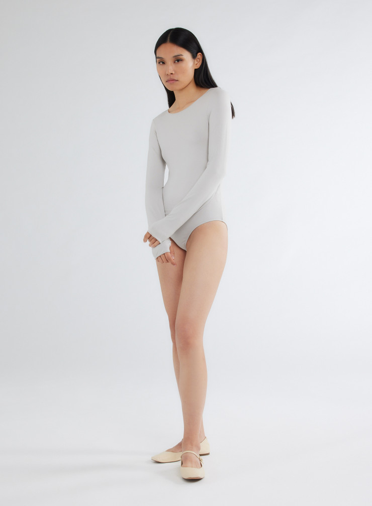 Body Manches Longues Col Bateau en Viscose / Elasthanne