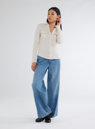 Long Sleeves Shirt in Organic Cotton / Cashmere