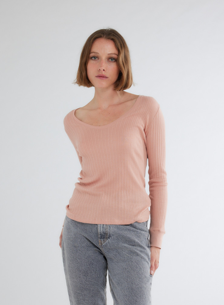 Tee shirt Manches Longues Col U en Coton Organique / Modal / Elasthanne