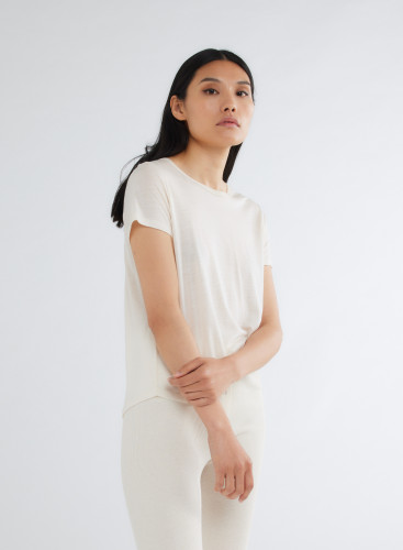 Short Sleeves Round neck T-shirt in Lyocel / New wool