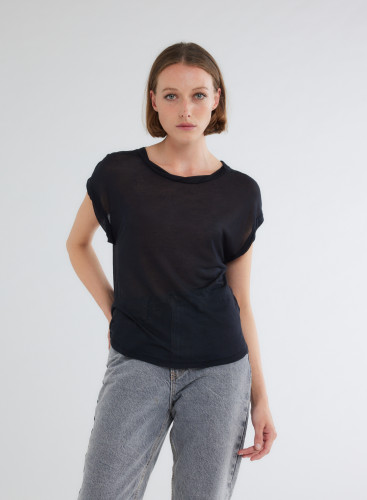 Drop Sleeves Round neck T-shirt in Micro Modal / Cashmere