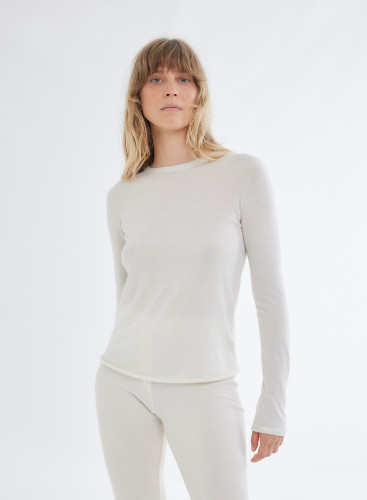 Long Sleeves Round neck T-shirt in Cashmere