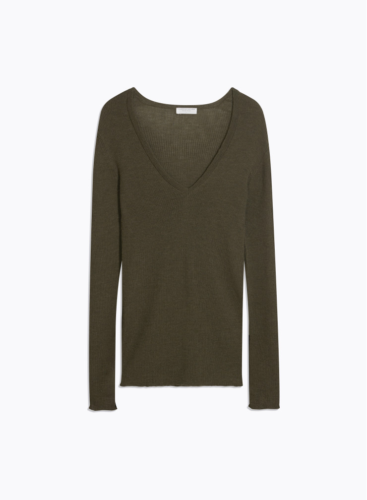 Pullovers Manches Longues Col Rond en Laine merinos