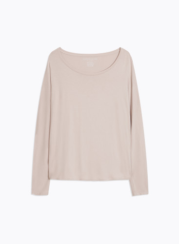 Long Sleeves Round neck T-shirt in Viscose / Elastane