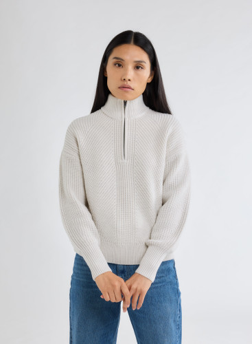 Pull Manches Longues Col Montant en Laine Merinos