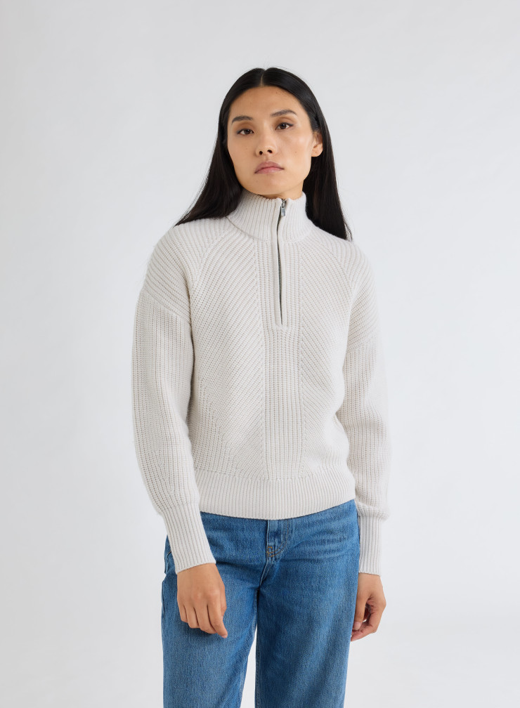 Pullovers Manches Longues Col Montant en Laine merinos