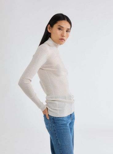 Pull Manches Longues Col Roulé en Laine Merinos