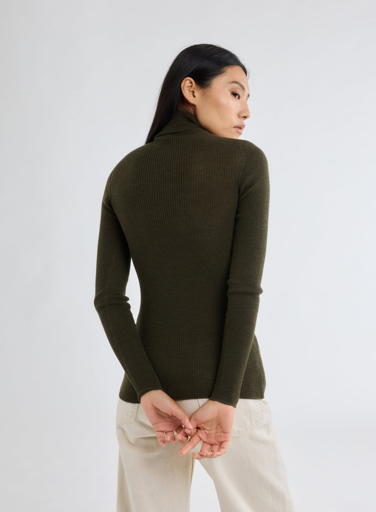 Pullovers Manches Longues Col Roulé en Laine merinos