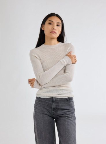 Pull Manches Longues Col Rond en Laine Merinos