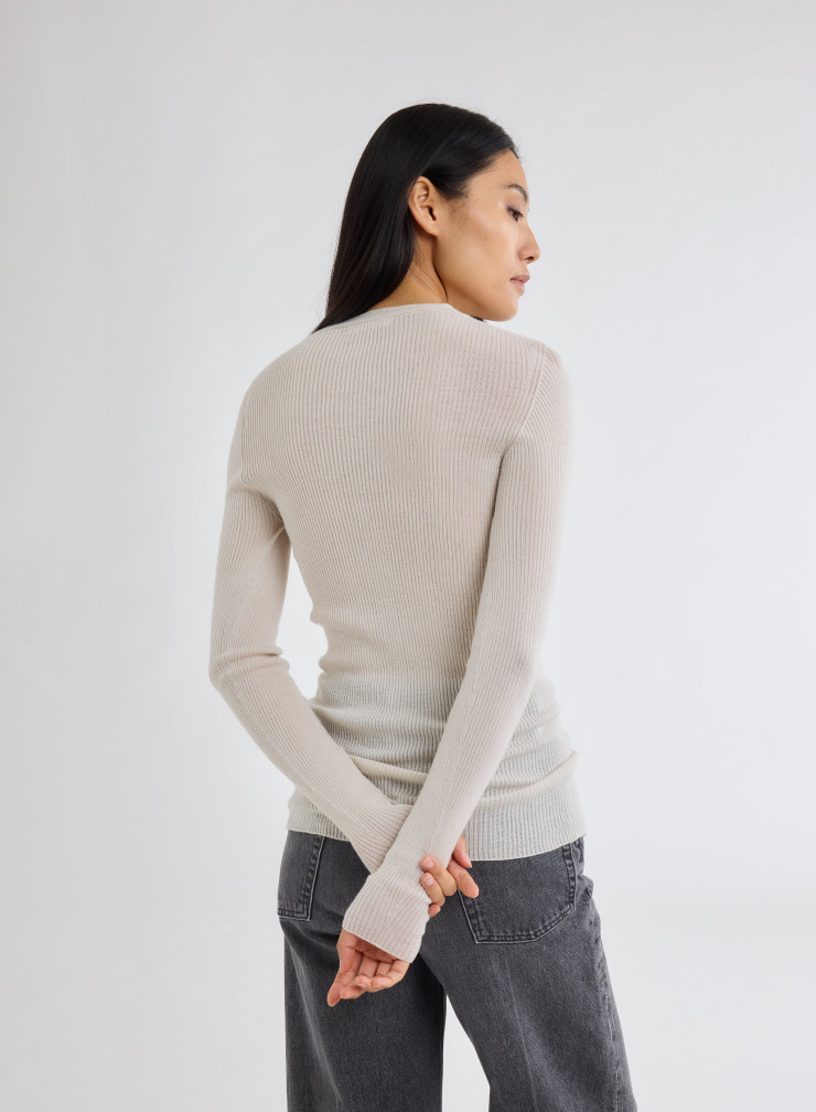 Pullovers Manches Longues Col Rond en Laine merinos