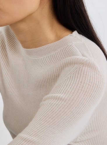 Pull Manches Longues Col Rond en Laine Merinos