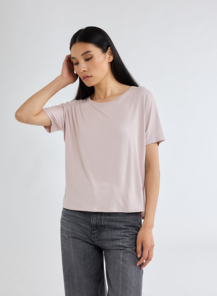 Tee shirt Manches Courtes Col Rond en Viscose / Elasthanne