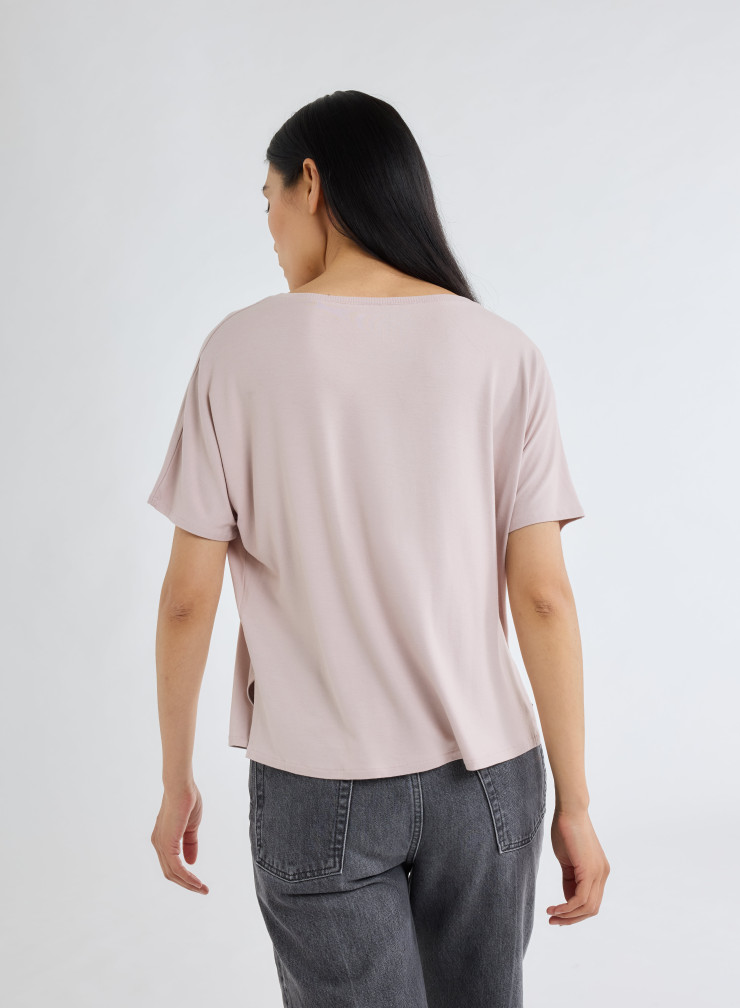 Tee shirt Manches Courtes Col Rond en Viscose / Elasthanne