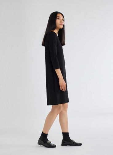 3/4 Sleeves Boat neck Dress in Viscose / Elastane