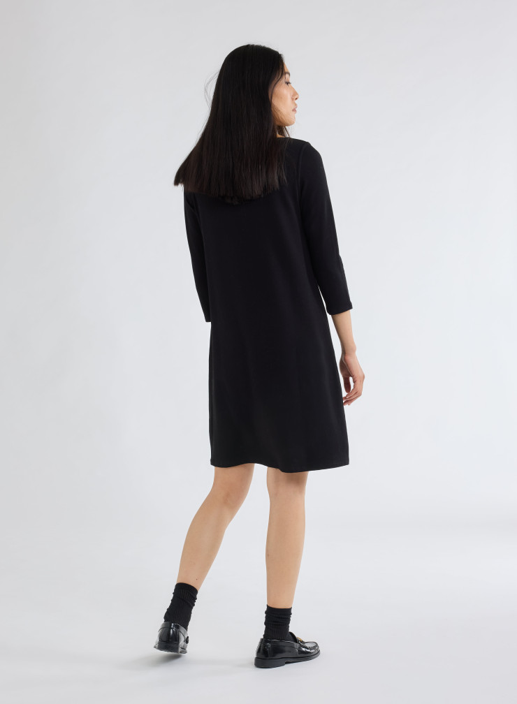 Robe Manches 3/4 Col Bateau en Viscose / Elasthanne