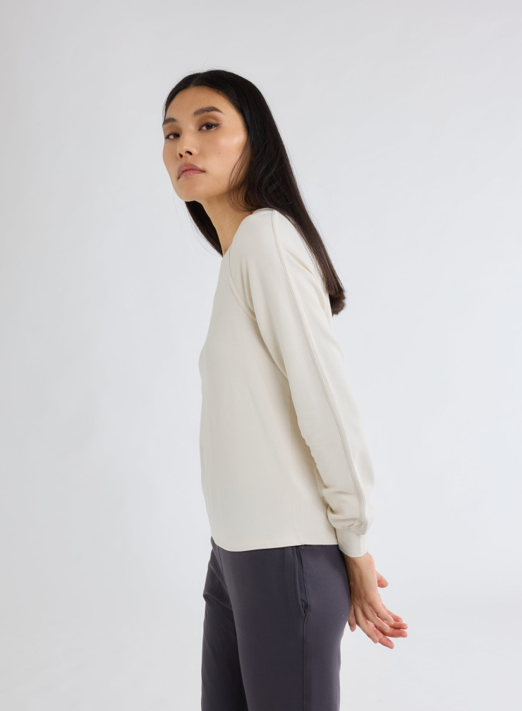 Tee shirt Manches Longues Col Bateau en Viscose / Elasthanne