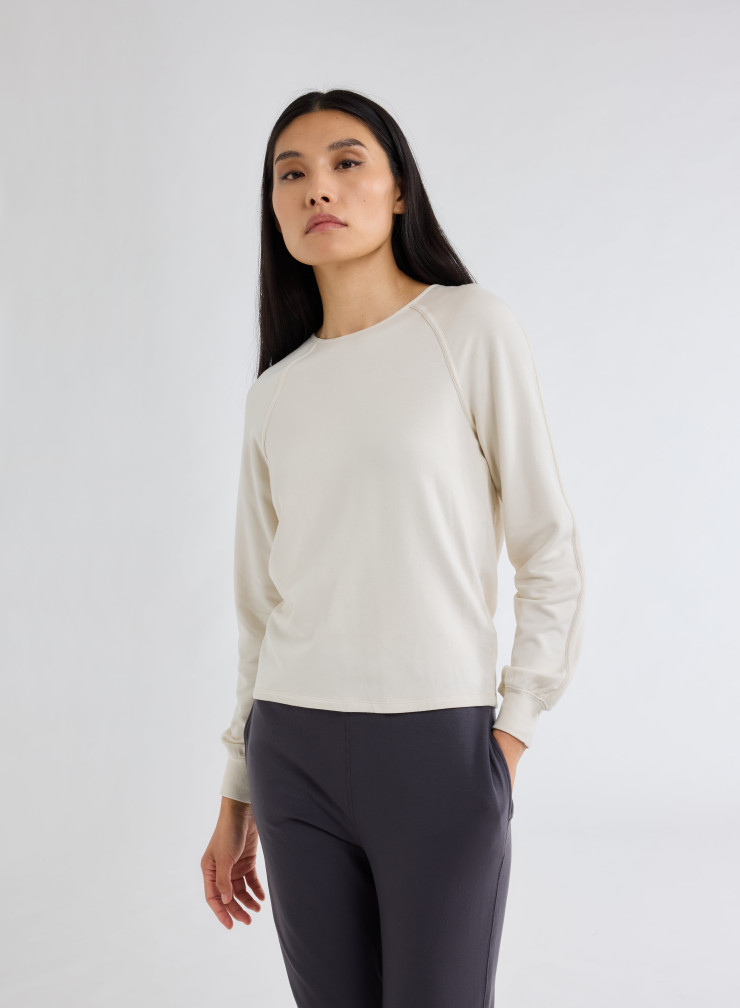 Tee shirt Manches Longues Col Bateau en Viscose / Elasthanne