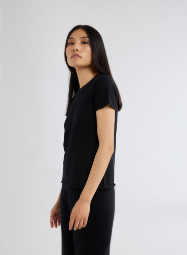 Cashmere Short Sleeve Round Neck T-Shirt