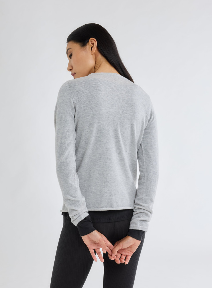 Round Neck Long Sleeve T-shirt in Cashmere