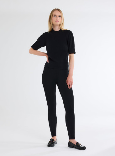 Elbow Sleeves Sweater Round neck in Merino Wool