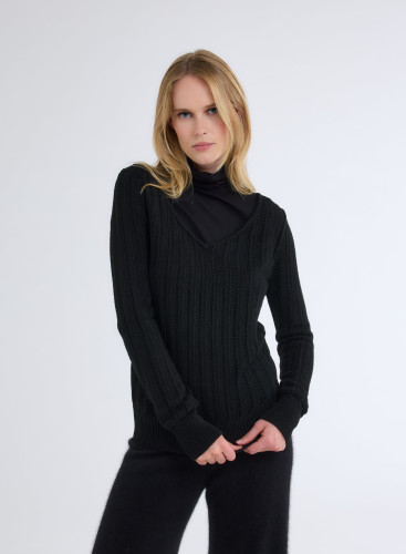 Long Sleeves Sweater V-neck in Viscose / Lurex / Polyamide