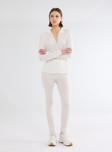 Long Sleeves Open neck Shirt in Organic Cotton / Cashmere