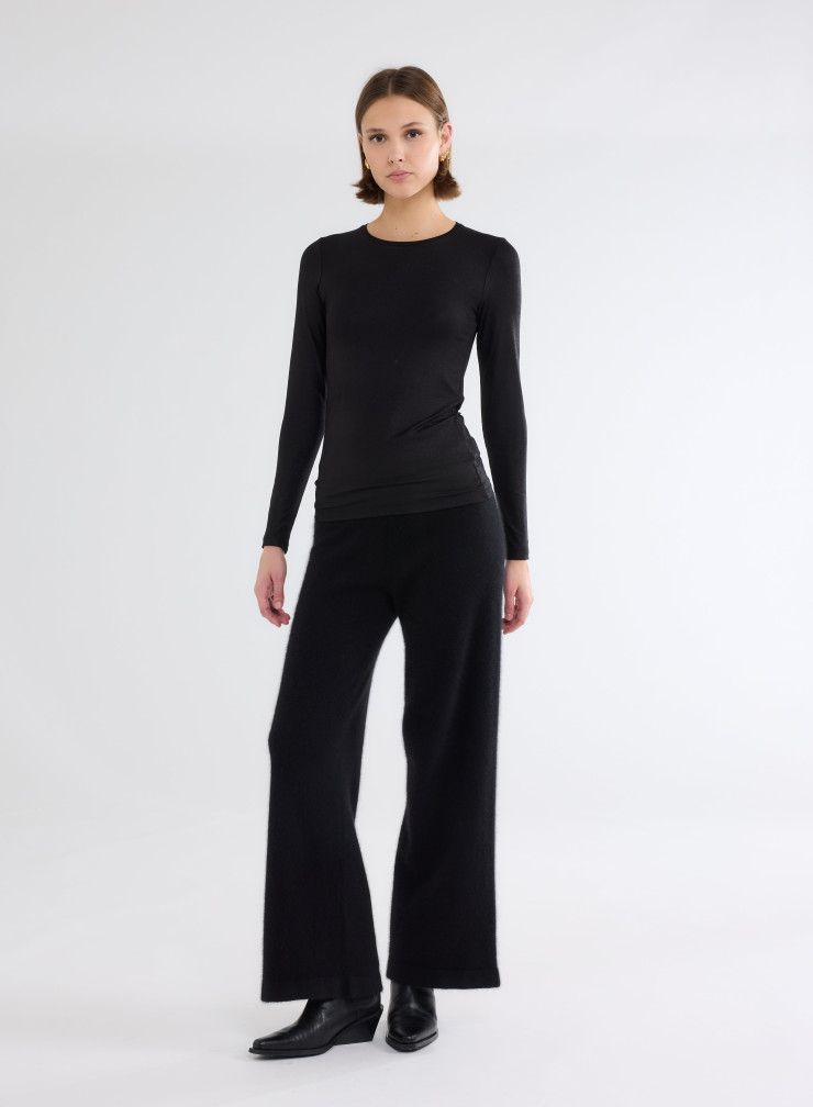 Long Sleeves T-shirt Round Neck in Viscose / Elastane