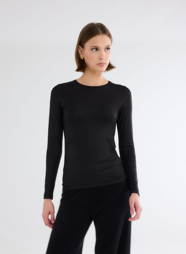 Long Sleeves T-shirt Round Neck in Viscose / Elastane