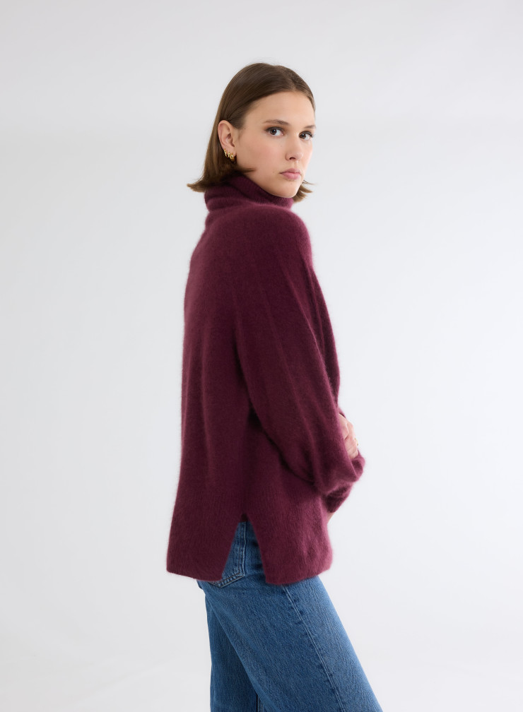 Pullovers Manches Raglan longues Col Roulé en Raccon wool / Polyamide