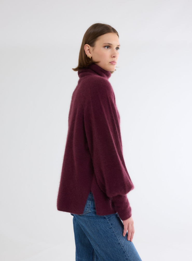 Pullovers Manches Raglan longues Col Roulé en Raccon wool / Polyamide