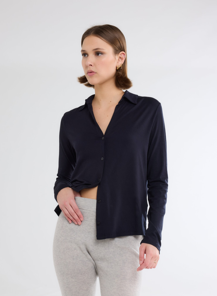 Chemise Manches Longues Col Chemise en Viscose / Elasthanne