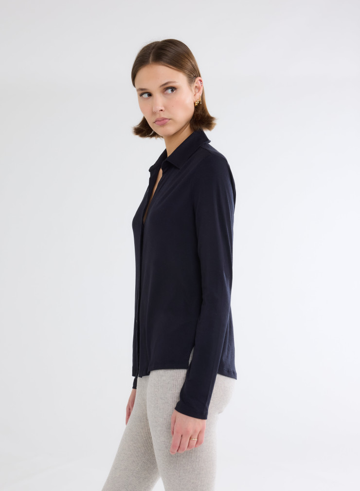 Chemise Manches Longues Col Chemise en Viscose / Elasthanne