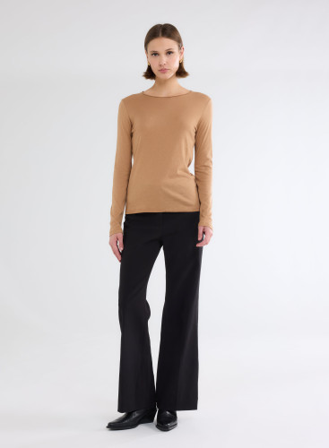 Long Sleeves Round neck T-shirt in Organic Cotton / Cashmere