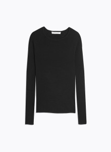 Pull Manches Longues Col V en Laine Merinos / Soie