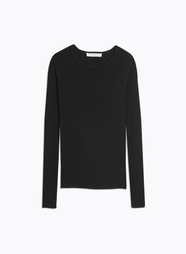 Long Sleeves Sweater V-neck in Merino Wool / Silk