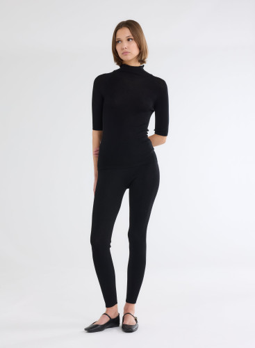 Elbow Sleeves Sweater High-neck in Merino Wool / Silk